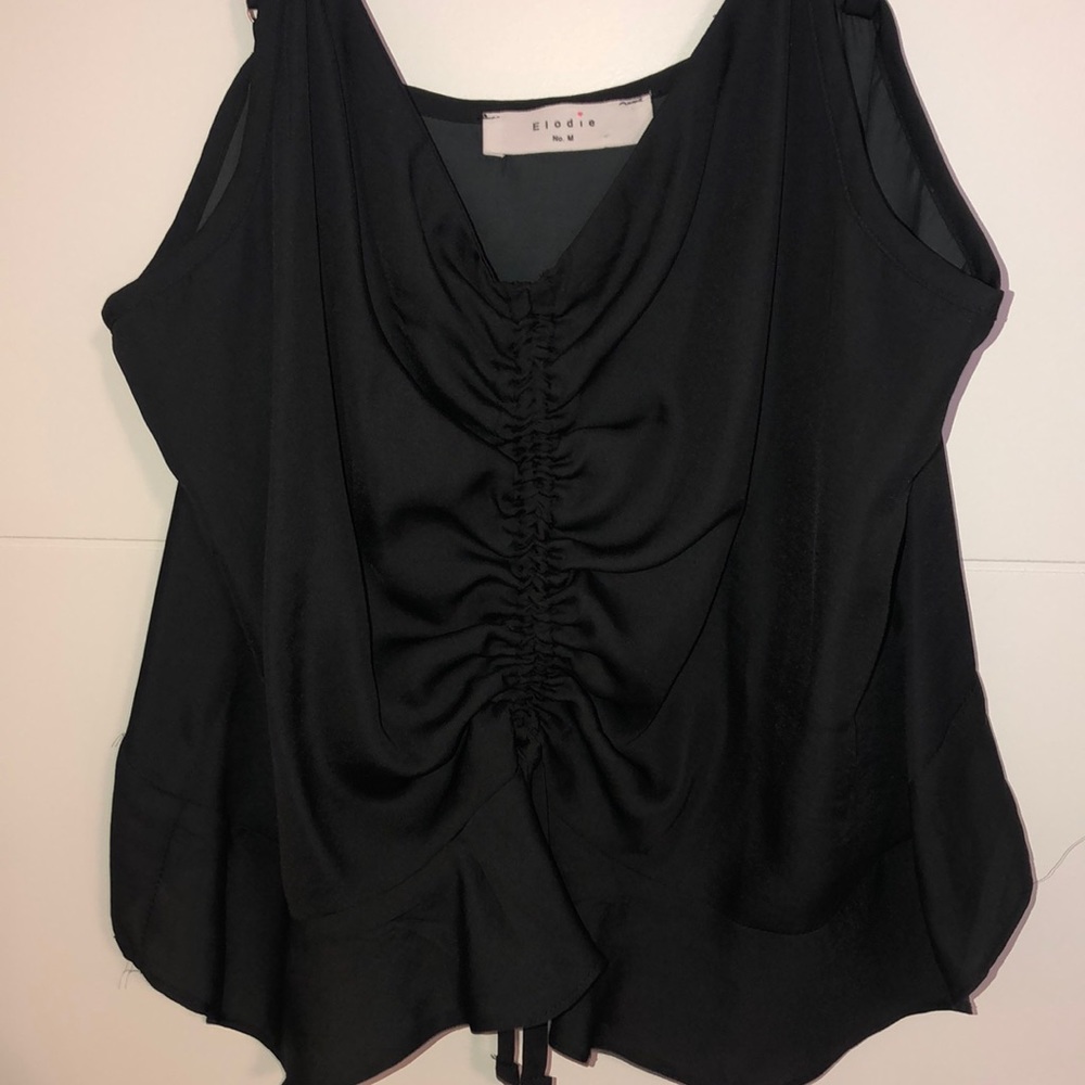 Black (silky feel) crop blouse